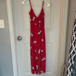 H&M Red Floral Jumpsuit: Size 0